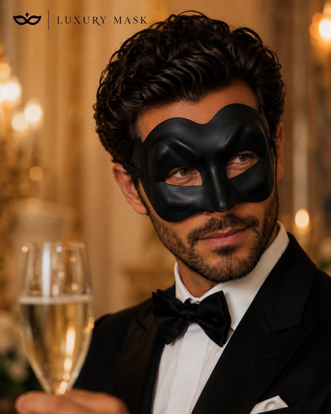 Black masquerade mask for men product view 3