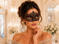 Black Red metal masquerade mask for women product view 2