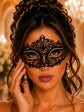 Black metal masquerade mask for women