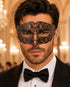 Black metal masquerade mask for men
