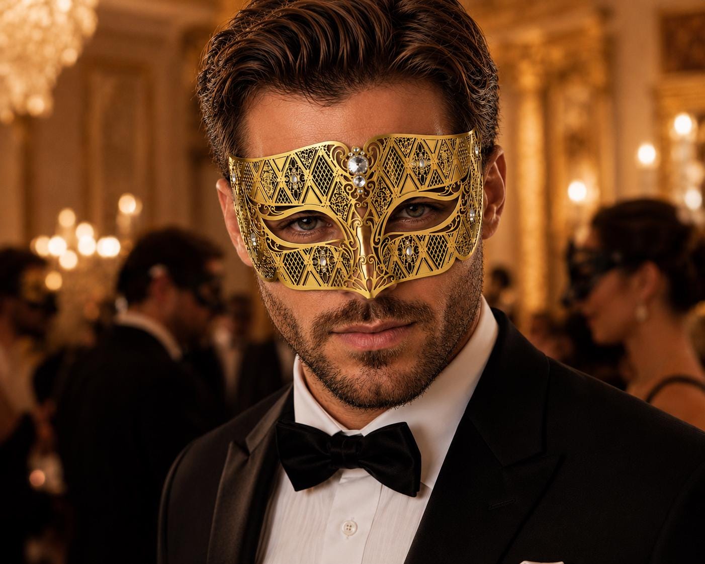 Gold metal masquerade mask for men