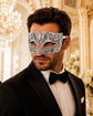 Silver metal masquerade mask for men product view 2