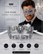 Silver metal masquerade mask for men product view 5