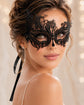 Black metal masquerade mask for women product view 2