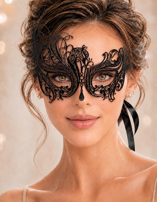 Black metal masquerade mask for women