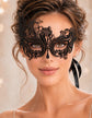 Black metal masquerade mask for women