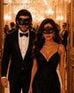 Black metal masquerade mask couples set product view 5