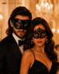 Black metal masquerade mask couples set product view 2