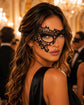 Black lace masquerade mask for women product view 2