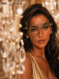 Gold lace masquerade mask for women product view 4