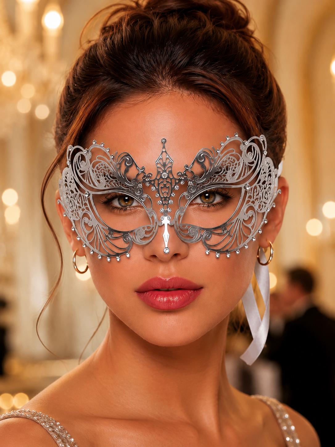 Silver metal masquerade mask