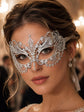 White metal masquerade mask product view 2