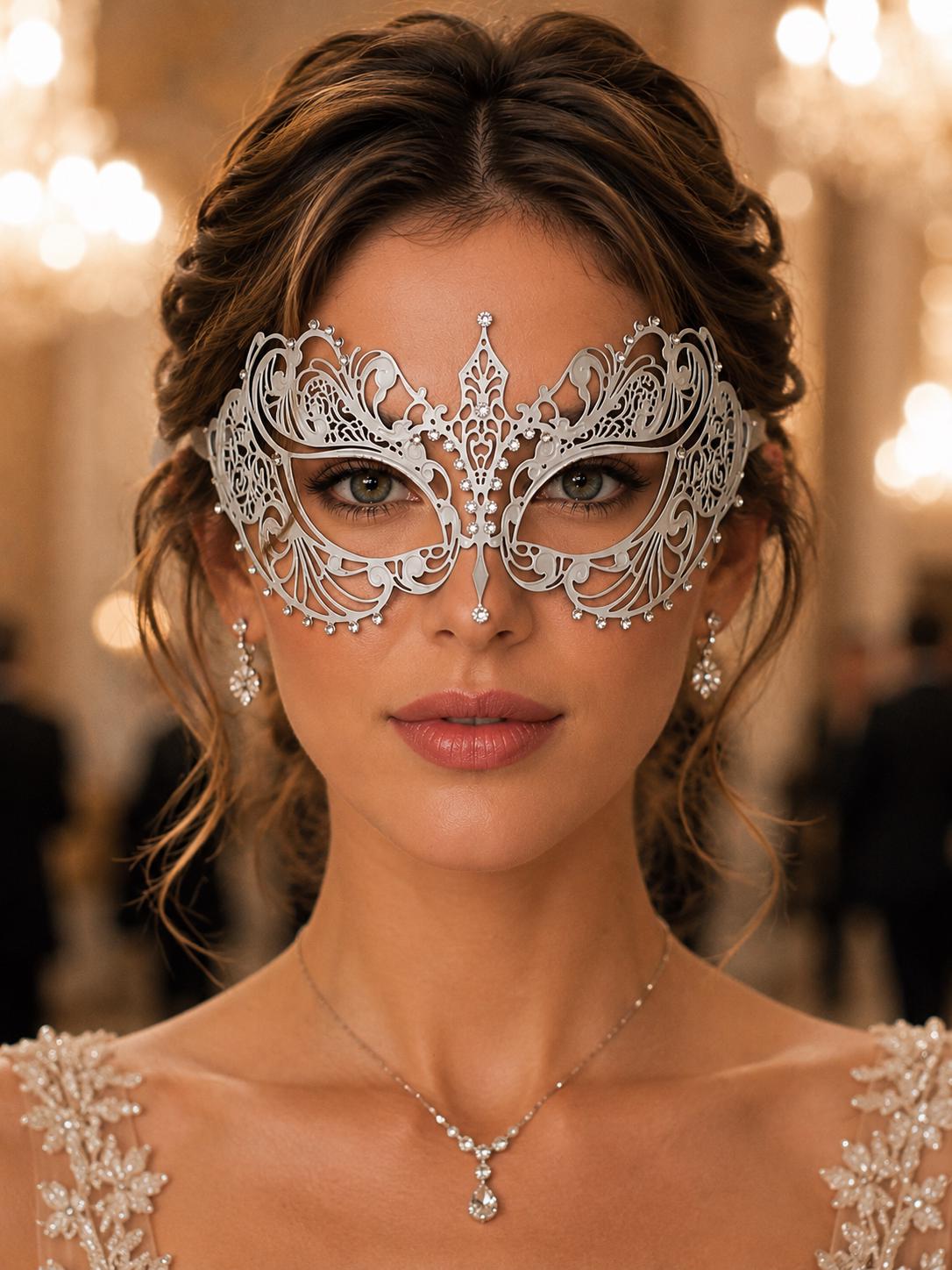 White metal masquerade mask