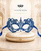 Blue lace masquerade mask for women product view 4
