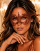 Orange lace masquerade mask for women product view 2