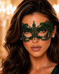 Green lace masquerade mask for women