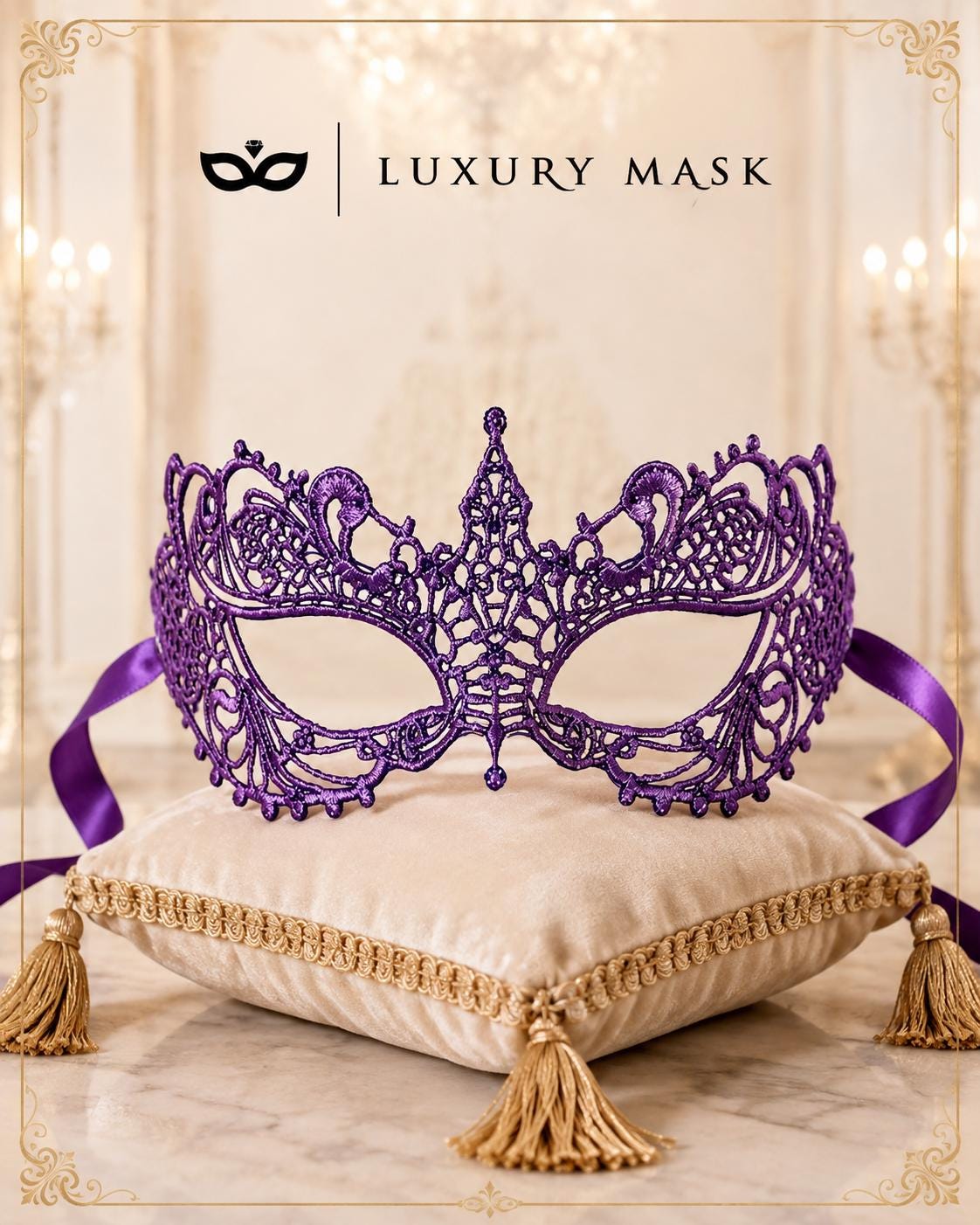 Purple Lace Masquerade Mask for Women product view 6