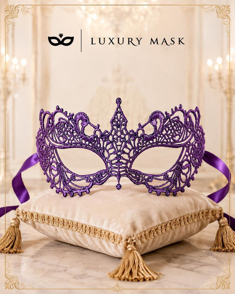 Purple Lace Masquerade Mask for Women product view 6