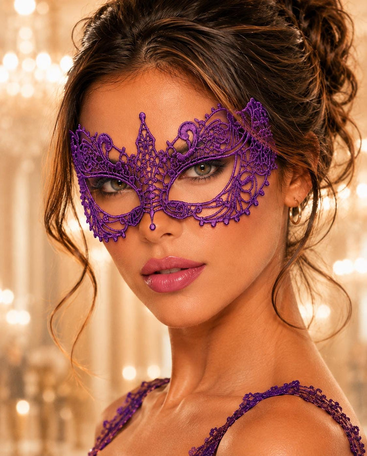 Purple Lace Masquerade Mask for Women product view 2