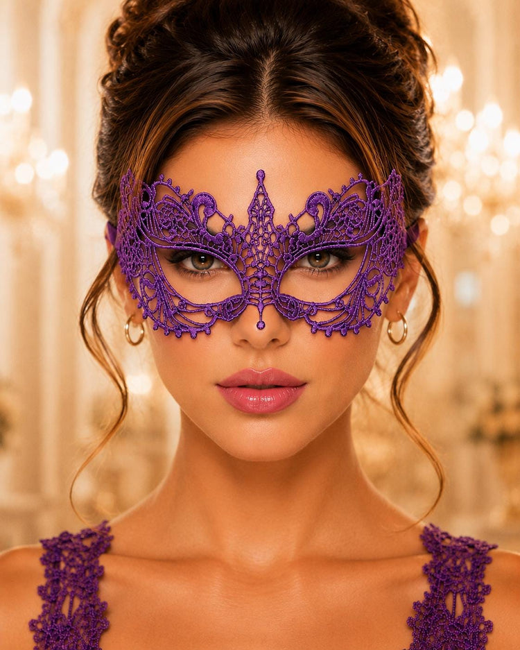 Purple Lace Masquerade Mask for Women