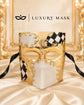 Gold White Venetian Bauta Mask with Black Checkered Design product view 5