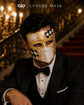 Gold White Venetian Bauta Mask with Black Checkered Design product view 4
