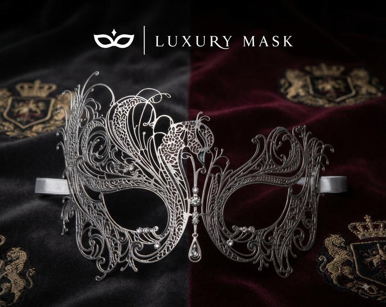 Antique Silver Swan Masquerade Mask with Clear Stones product view 5