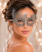 Antique Silver Swan Masquerade Mask with Clear Stones product view 2