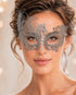 Antique Silver Swan Masquerade Mask with Clear Stones