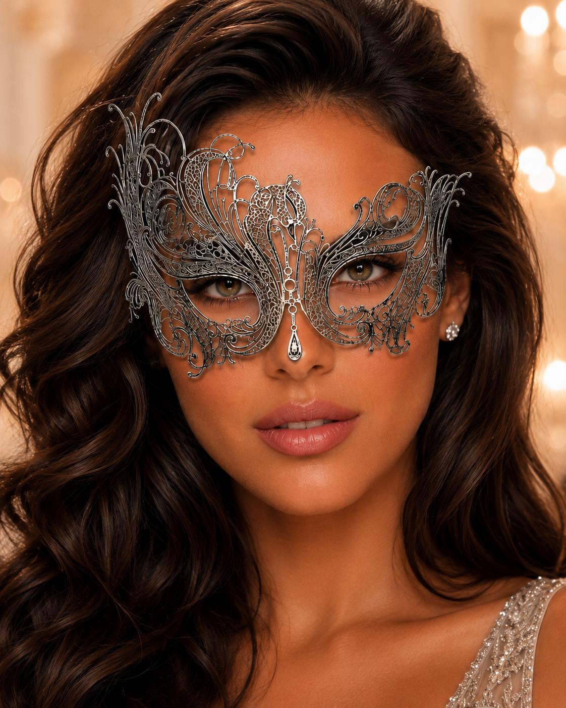 Antique Silver Swan Metal Masquerade Mask – No Stones