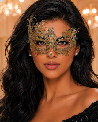 Antique Gold Swan Metal Masquerade Mask – No Stones