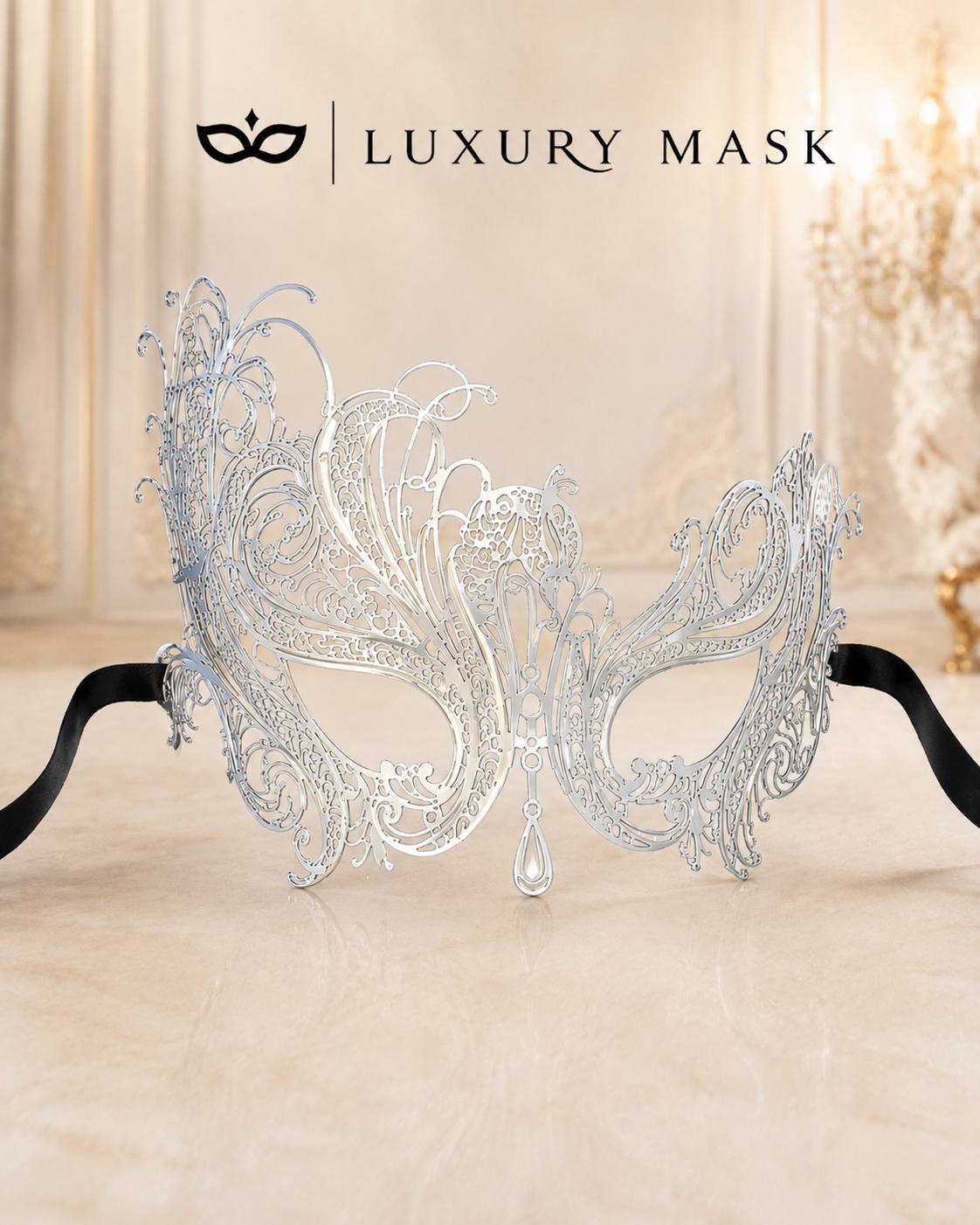 Silver Swan Metal Masquerade Mask – No Stones product view 6