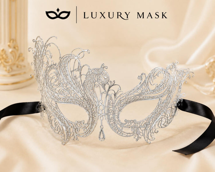 Silver Swan Metal Masquerade Mask – No Stones product view 5