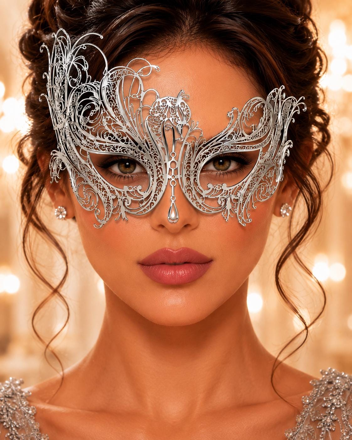 Silver Swan Metal Masquerade Mask – No Stones