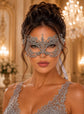 Silver Venetian Lace Masquerade Mask for Women | Elegant Costume Mask for Prom, Masquerade Ball, Mardi Gras & Halloween