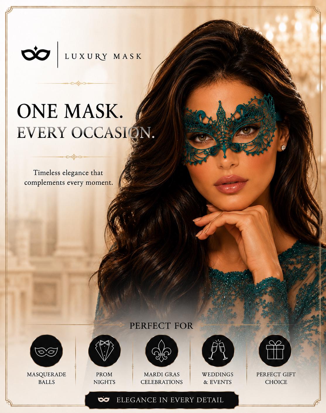 Teal Lace Masquerade Mask for Women product view 5