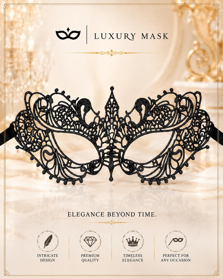 Black Lace Masquerade Mask for Women product view 6