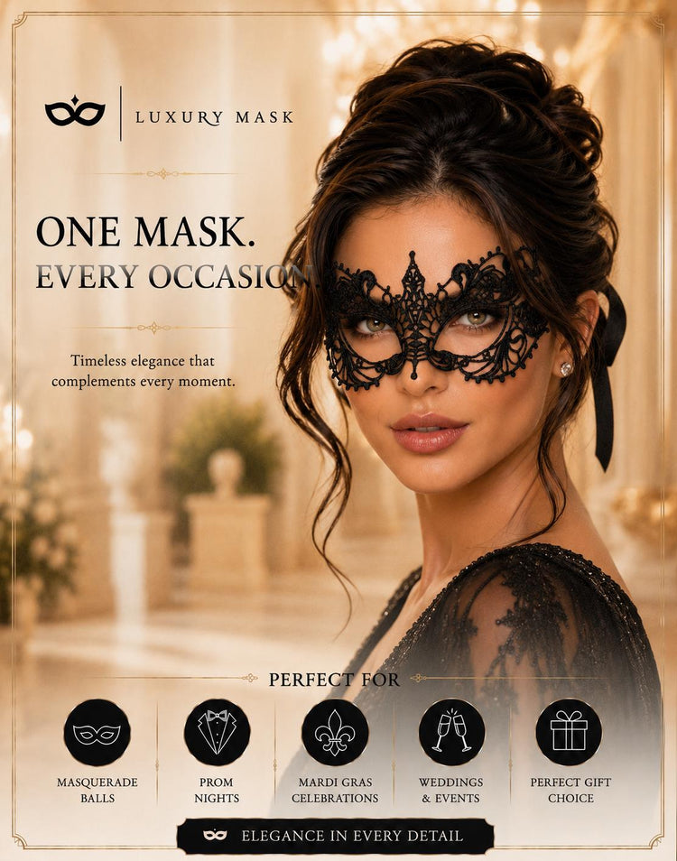 Black Lace Masquerade Mask for Women product view 7