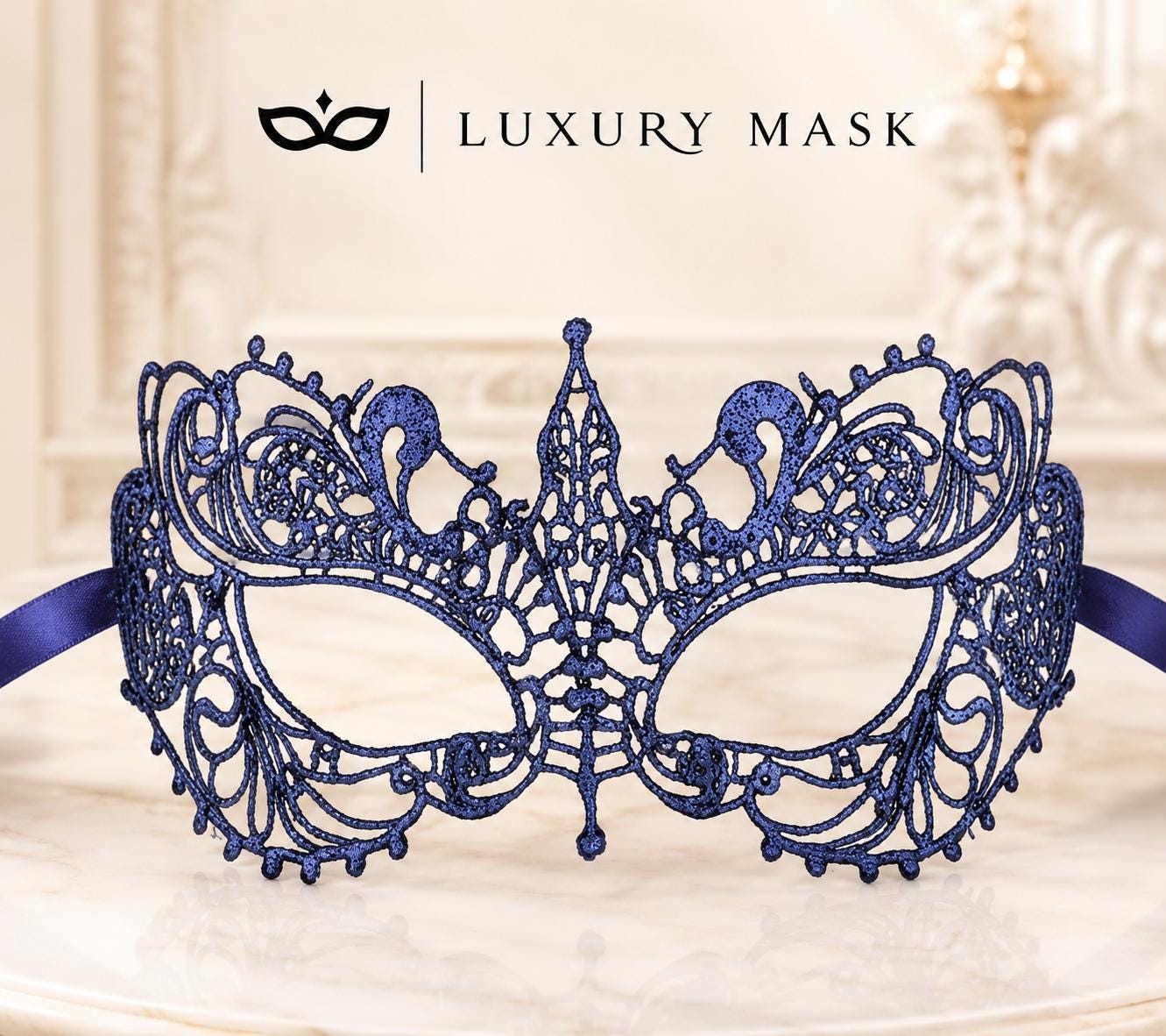 Very Peri Lace Masquerade Mask