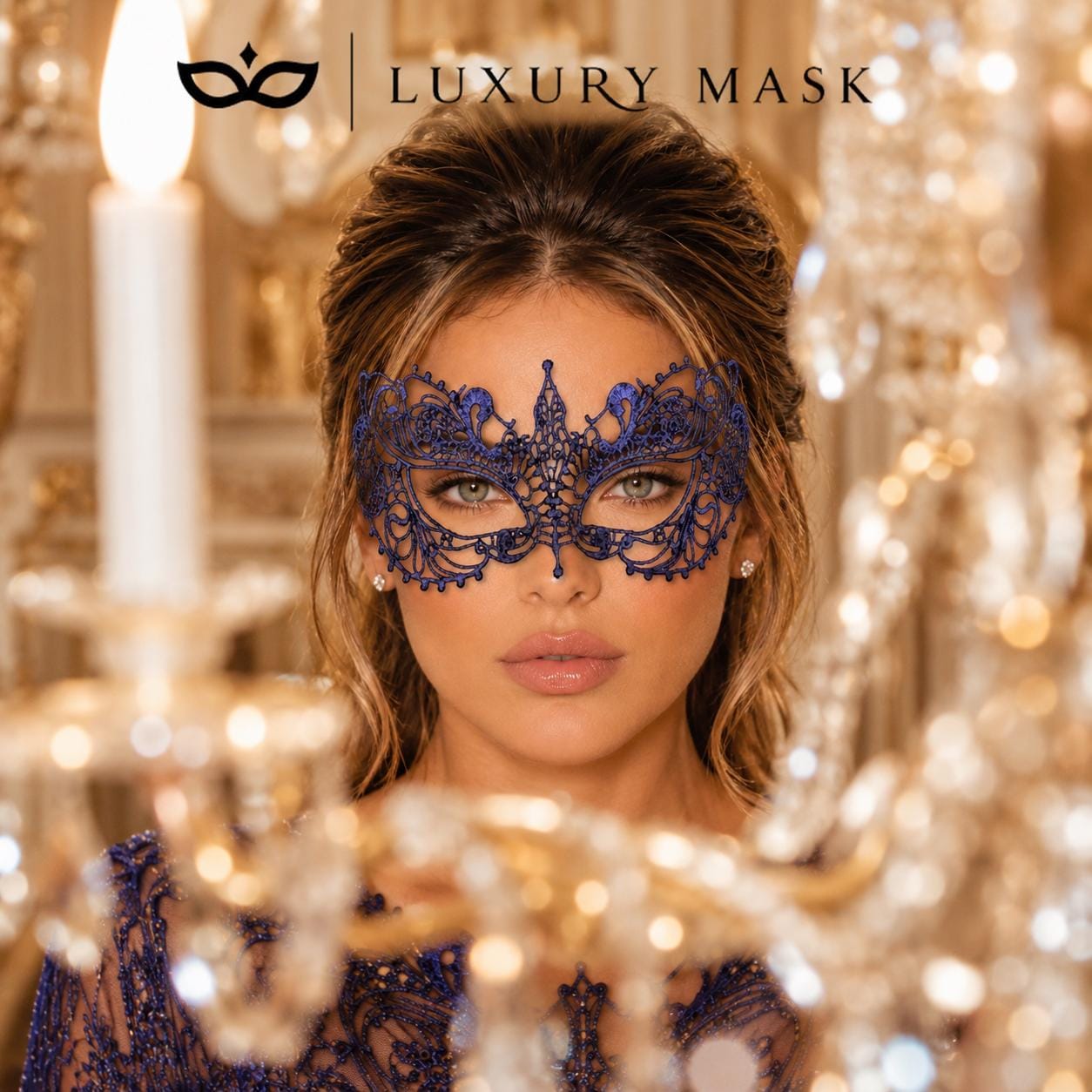 Very Peri Lace Masquerade Mask