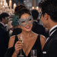 Silver peacock feather masquerade mask for women product view 4