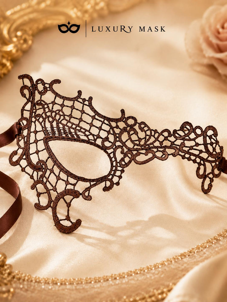 Mocha lace masquerade mask for women product view 4