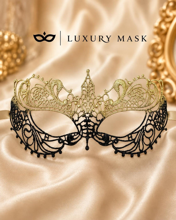 Black Gold lace masquerade mask for women product view 5