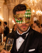 Gold Green masquerade mask for men product view 2