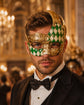 Gold Green masquerade mask for men
