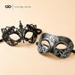 Black Silver lace masquerade mask couples set product view 5