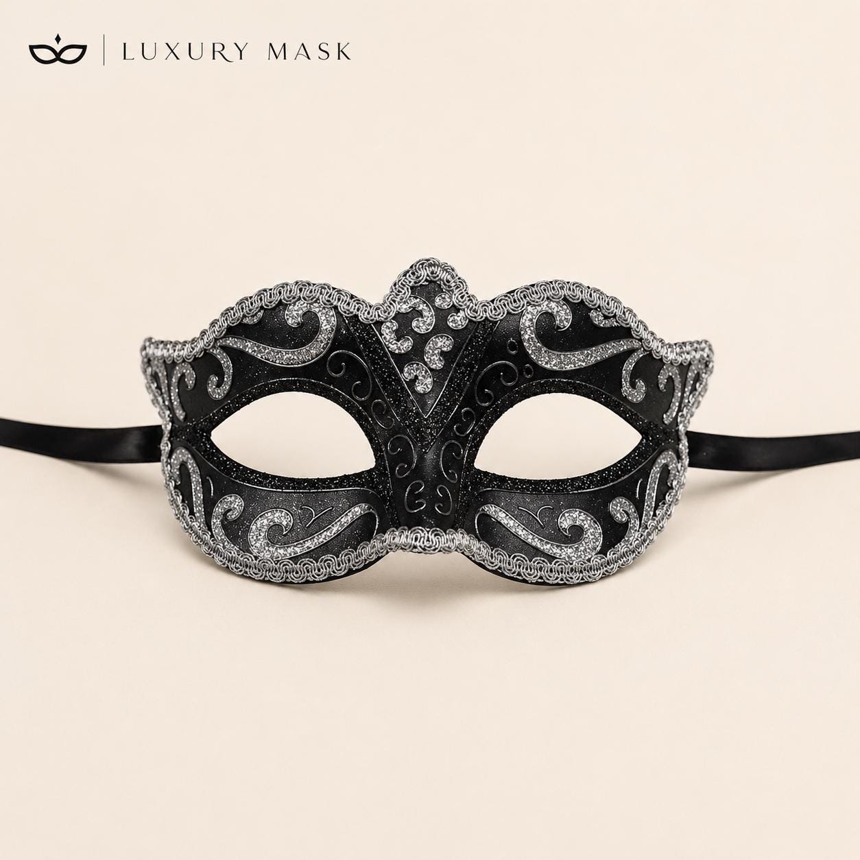 Black Silver masquerade mask for women product view 5
