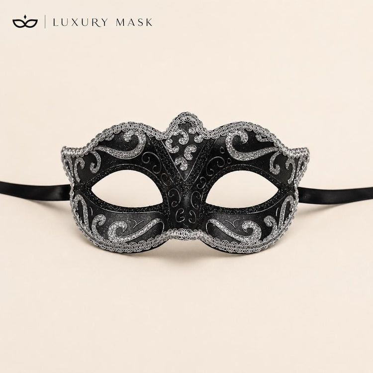 Black Silver masquerade mask for women product view 5