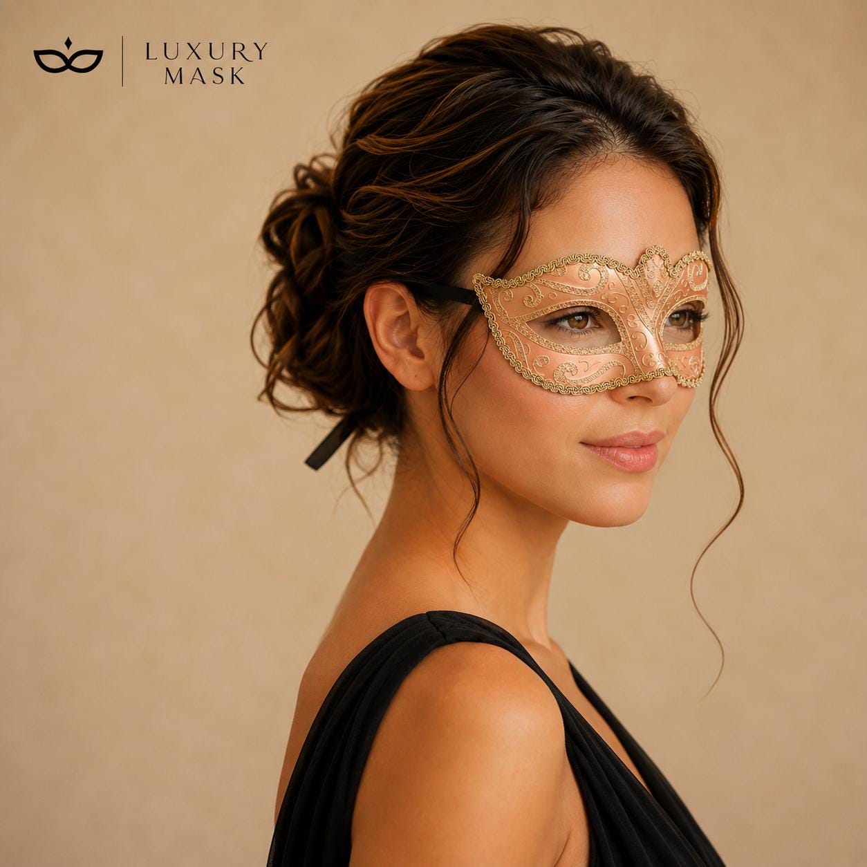 Gold masquerade mask for women product view 3