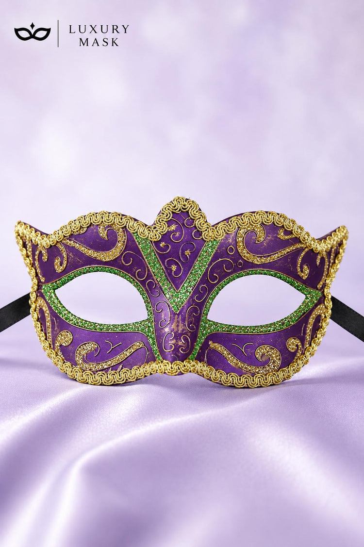 Gold Green masquerade mask for women product view 4